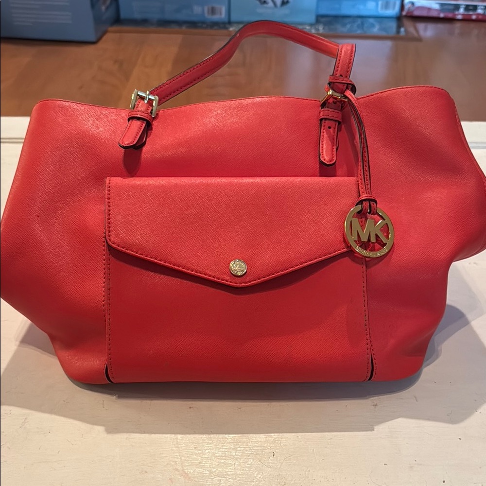 Michael Kors Orange Leather Tote Bag